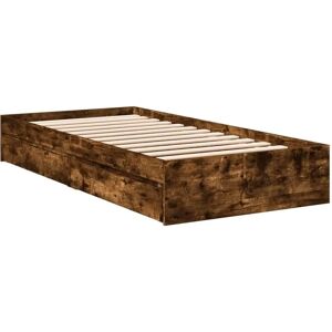 vidaXL Bed Frame with Drawers - Smoked Oak - 90x200 cm - Bed Type vidaXL Bed Frame with Drawers - Smoked Oak - 90x200 cm - Bed Type
