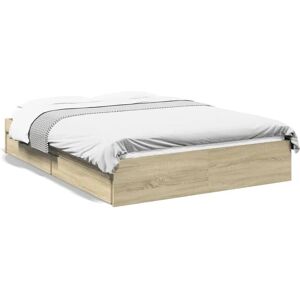 Bedframe met laden - Sonoma Eik - 140x190 cm - Bed Bedframe met laden - Sonoma Eik - 140x190 cm - Bed