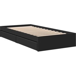 vidaXL Bed Frame with Drawers - Black - 75x190cm - Double vidaXL Bed Frame with Drawers - Black - 75x190cm - Double