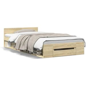 vidaXL Bed Frame met Lades - Sonoma Eiken, voor 120x190 cm matras vidaXL Bed Frame met Lades - Sonoma Eiken, voor 120x190 cm matras