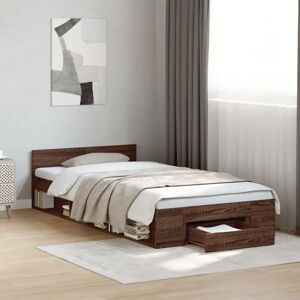 vidaXL Bed Frame with Drawers - Bed Base Smoked Oak - Bed Type vidaXL Bed Frame with Drawers - Bed Base Smoked Oak - Bed Type
