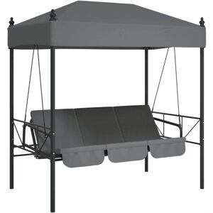 vidaXL Patio Swing Bench with Canopy Dark Gray - Garden Furniture vidaXL Patio Swing Bench with Canopy Dark Gray - Garden Furniture