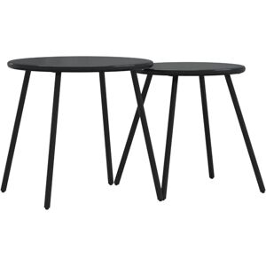 vidaXL Garden Coffee Table Set - Black, 2 pcs, Round, Steel vidaXL Garden Coffee Table Set - Black, 2 pcs, Round, Steel
