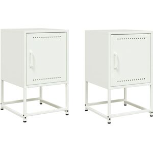 vidaXL Noptiere - Noptiere din oțel alb stil industrial 2 bucăți vidaXL Noptiere - Noptiere din oțel alb stil industrial 2 bucăți