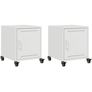 vidaXL Bedside Cabinets 2 pcs White Steel - Bedside Cabinets vidaXL Bedside Cabinets 2 pcs White Steel - Bedside Cabinets