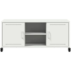 vidaXL 846667 White Steel TV Cabinet - TV Storage Unit vidaXL 846667 White Steel TV Cabinet - TV Storage Unit