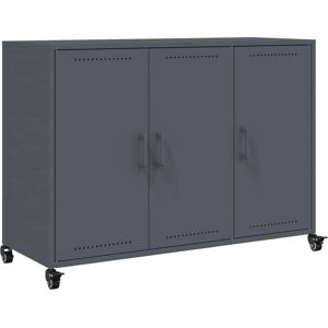 vidaXL Anthracite Steel Sideboard - 3 Doors & Wheels vidaXL Anthracite Steel Sideboard - 3 Doors & Wheels