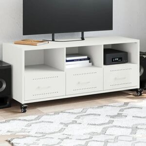 vidaXL White Steel TV Cabinet - TV Stand for Living Room vidaXL White Steel TV Cabinet - TV Stand for Living Room