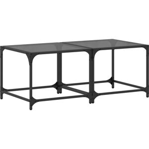vidaXL Black Coffee Table with Glass Top - Coffee Table vidaXL Black Coffee Table with Glass Top - Coffee Table