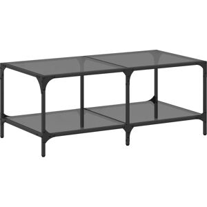 vidaXL Coffee Table with Black Glass Top 98.5x50x40 cm Steel - Coffee Table vidaXL Coffee Table with Black Glass Top 98.5x50x40 cm Steel - Coffee Table