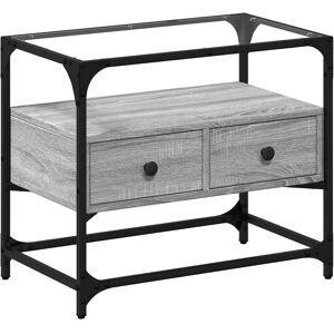 vidaXL TV cabinet - Grey Sonoma - Glass Top - 80x35x51cm vidaXL TV cabinet - Grey Sonoma - Glass Top - 80x35x51cm
