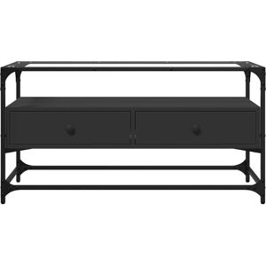 VidaXL TV Cabinet Black Glass Top 98x35x51cm - TV cabinet VidaXL TV Cabinet Black Glass Top 98x35x51cm - TV cabinet