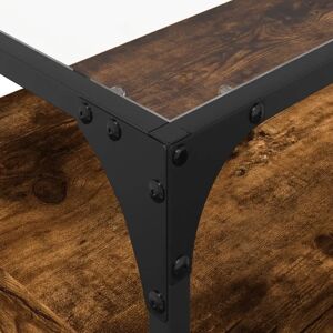 vidaXL Smoked Oak TV Cabinet - 98x35x51 cm - TV Stand with Glass Top vidaXL Smoked Oak TV Cabinet - 98x35x51 cm - TV Stand with Glass Top