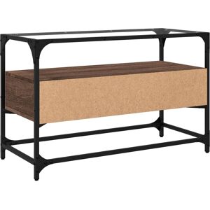vidaXL Brown Oak TV Cabinet - Glass Top, 98x35x51cm - TV Storage vidaXL Brown Oak TV Cabinet - Glass Top, 98x35x51cm - TV Storage