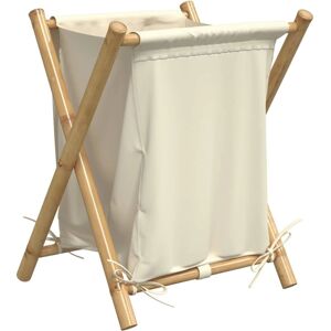 vidaXL Laundry Basket Cream White 45x55x63.5 cm Bamboo - Laundry Basket vidaXL Laundry Basket Cream White 45x55x63.5 cm Bamboo - Laundry Basket