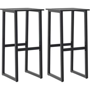 vidaXL Black Powder-coated Steel 2 pcs Bar Stools - Bar Stool vidaXL Black Powder-coated Steel 2 pcs Bar Stools - Bar Stool