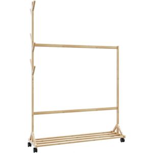 vidaXL Kleiderständer mit Haken und Rollen - 100x35x157 cm Bambus Braun - Coat rack vidaXL Kleiderständer mit Haken und Rollen - 100x35x157 cm Bambus Braun - Coat rack