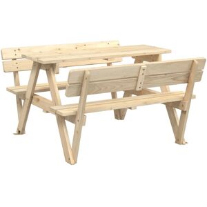 vidaXL Mesa Exterior - Madera de Abeto Natural para 4 Niños con Agujero para Sombrilla vidaXL Mesa Exterior - Madera de Abeto Natural para 4 Niños con Agujero para Sombrilla