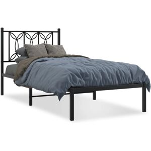 vidaXL Bed Frame met Hoofdbord - Staal, Zwart, 90x190 cm - Bedtype vidaXL Bed Frame met Hoofdbord - Staal, Zwart, 90x190 cm - Bedtype