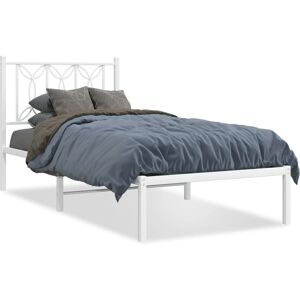 vidaXL 376167 Weißes Metallbett mit Kopfteil - Bettgestell vidaXL 376167 Weißes Metallbett mit Kopfteil - Bettgestell
