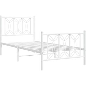 vidaXL Steel Bed Frame - White 90x190 cm - Bed Frame with Headboard & Footboard vidaXL Steel Bed Frame - White 90x190 cm - Bed Frame with Headboard & Footboard