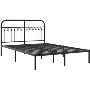 vidaXL Metal Bed Frame with Headboard - 135x190 cm - Bed Type vidaXL Metal Bed Frame with Headboard - 135x190 cm - Bed Type