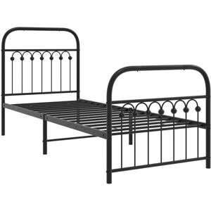 vidaXL Black Metal Bed Frame with Headboard & Footboard - Bed Frame vidaXL Black Metal Bed Frame with Headboard & Footboard - Bed Frame