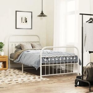 vidaXL Metal Bed Frame with Headboard and Footboard - Bed Type: Metal, Size: 100x190 cm, Color: White vidaXL Metal Bed Frame with Headboard and Footboard - Bed Type: Metal, Size: 100x190 cm, Color: White