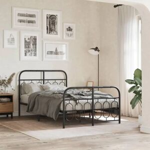vidaXL Metal Bed Frame Black 120x190 cm - Bed Frame with Headboard & Footboard vidaXL Metal Bed Frame Black 120x190 cm - Bed Frame with Headboard & Footboard