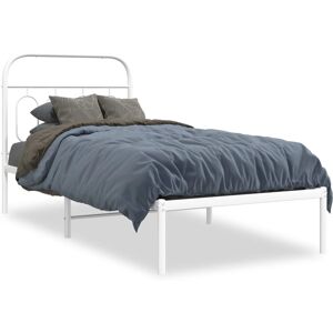 vidaXL Bettgestell mit Kopfteil - Stahl, Weiß, 100x190cm vidaXL Bettgestell mit Kopfteil - Stahl, Weiß, 100x190cm