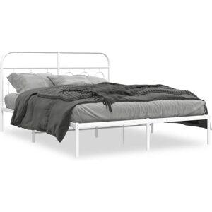 VidaXL Bettgestell - 140x190cm, Weiß, mit Kopfteil - Bettgestell VidaXL Bettgestell - 140x190cm, Weiß, mit Kopfteil - Bettgestell