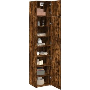 vidaXL Smoked Oak Slim Storage Cabinet - Storage Cabinet vidaXL Smoked Oak Slim Storage Cabinet - Storage Cabinet