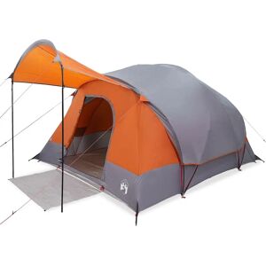 vidaXL Family Tunnel Tent - Waterproof, 8-Person, Gray & Orange vidaXL Family Tunnel Tent - Waterproof, 8-Person, Gray & Orange