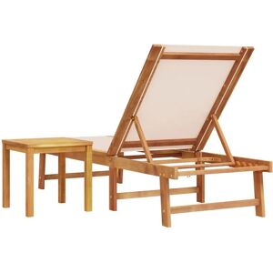vidaXL 4008416 - Sun Lounger - Adjustable, Wooden, Cream vidaXL 4008416 - Sun Lounger - Adjustable, Wooden, Cream