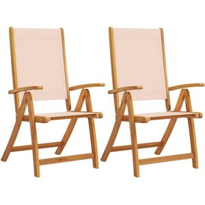 vidaXL Foldable Garden Chairs - Acacia & Textilene - 2 pcs vidaXL Foldable Garden Chairs - Acacia & Textilene - 2 pcs