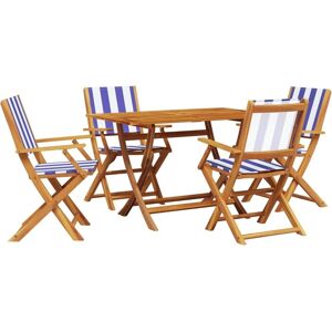 VIDAXL Garden Dining Set - Blue & White - Durable & Foldable VIDAXL Garden Dining Set - Blue & White - Durable & Foldable
