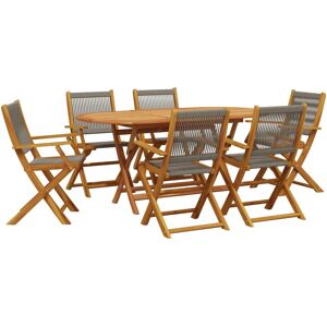 VidaXL Gartentisch-Set - 7-tlg, Grau VidaXL Gartentisch-Set - 7-tlg, Grau