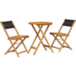 vidaXL Black Polypropylene Solid Wood 3-Piece Bistro Set vidaXL Black Polypropylene Solid Wood 3-Piece Bistro Set