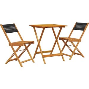 vidaXL Black Polypropylene Solid Wood 3-Piece Bistro Set - Outdoor vidaXL Black Polypropylene Solid Wood 3-Piece Bistro Set - Outdoor