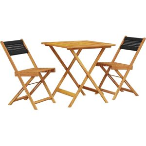 vidaXL Bistro Set 3 Piece Outdoor Bar Set Black Polypropylene and Solid Wood vidaXL Bistro Set 3 Piece Outdoor Bar Set Black Polypropylene and Solid Wood
