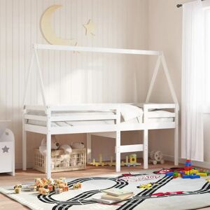 vidaXL High Sleeper Bed White 80x200 cm Solid Wood Pine - High Sleeper Bed vidaXL High Sleeper Bed White 80x200 cm Solid Wood Pine - High Sleeper Bed