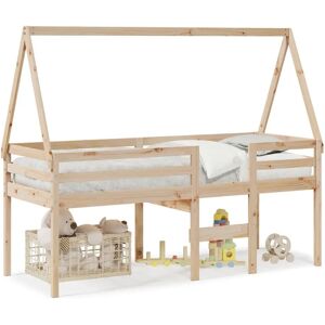 VidaXL Høyseng med Tak - Lite Massivt Furu Seng VidaXL Høyseng med Tak - Lite Massivt Furu Seng