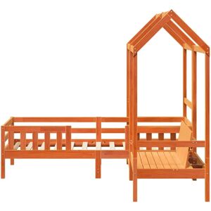 vidaXL Kids Bed with Roof Brown Pine Wood - Kids Bed vidaXL Kids Bed with Roof Brown Pine Wood - Kids Bed