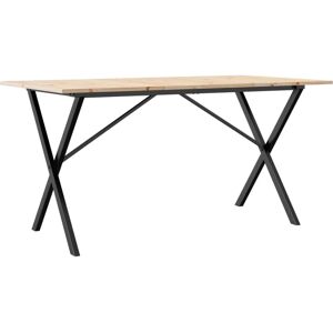 vidaXL Dining Table X-Frame 140x80x75 cm Solid Wood Pine and Steel - Dining Table vidaXL Dining Table X-Frame 140x80x75 cm Solid Wood Pine and Steel - Dining Table