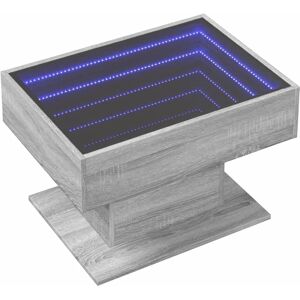 vidaXL Grey Sonoma LED Coffee Table - 70x50x45 cm vidaXL Grey Sonoma LED Coffee Table - 70x50x45 cm