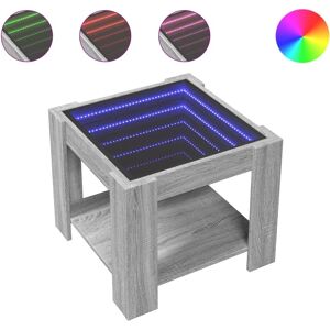 vidaXL Grey Sonoma Coffee Table with LED 53x53x45 cm vidaXL Grey Sonoma Coffee Table with LED 53x53x45 cm