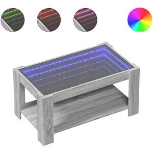 vidaXL Grey Sonoma LED Coffee Table - 93x53x45 cm - Engineered Wood vidaXL Grey Sonoma LED Coffee Table - 93x53x45 cm - Engineered Wood