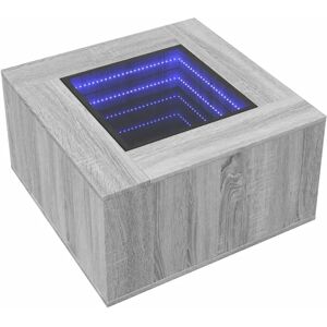 vidaXL Grey Sonoma LED Coffee Table - 60x60x40cm vidaXL Grey Sonoma LED Coffee Table - 60x60x40cm