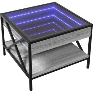 vidaXL Grey Sonoma Coffee Table with Infinity LED - 50x50x38 cm vidaXL Grey Sonoma Coffee Table with Infinity LED - 50x50x38 cm