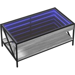 VidaXL Grey Sonoma Coffee Table - Infinity LED - 90x50x38 cm VidaXL Grey Sonoma Coffee Table - Infinity LED - 90x50x38 cm